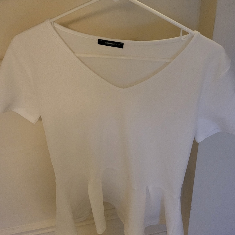Ssoulm White Peplum Top
